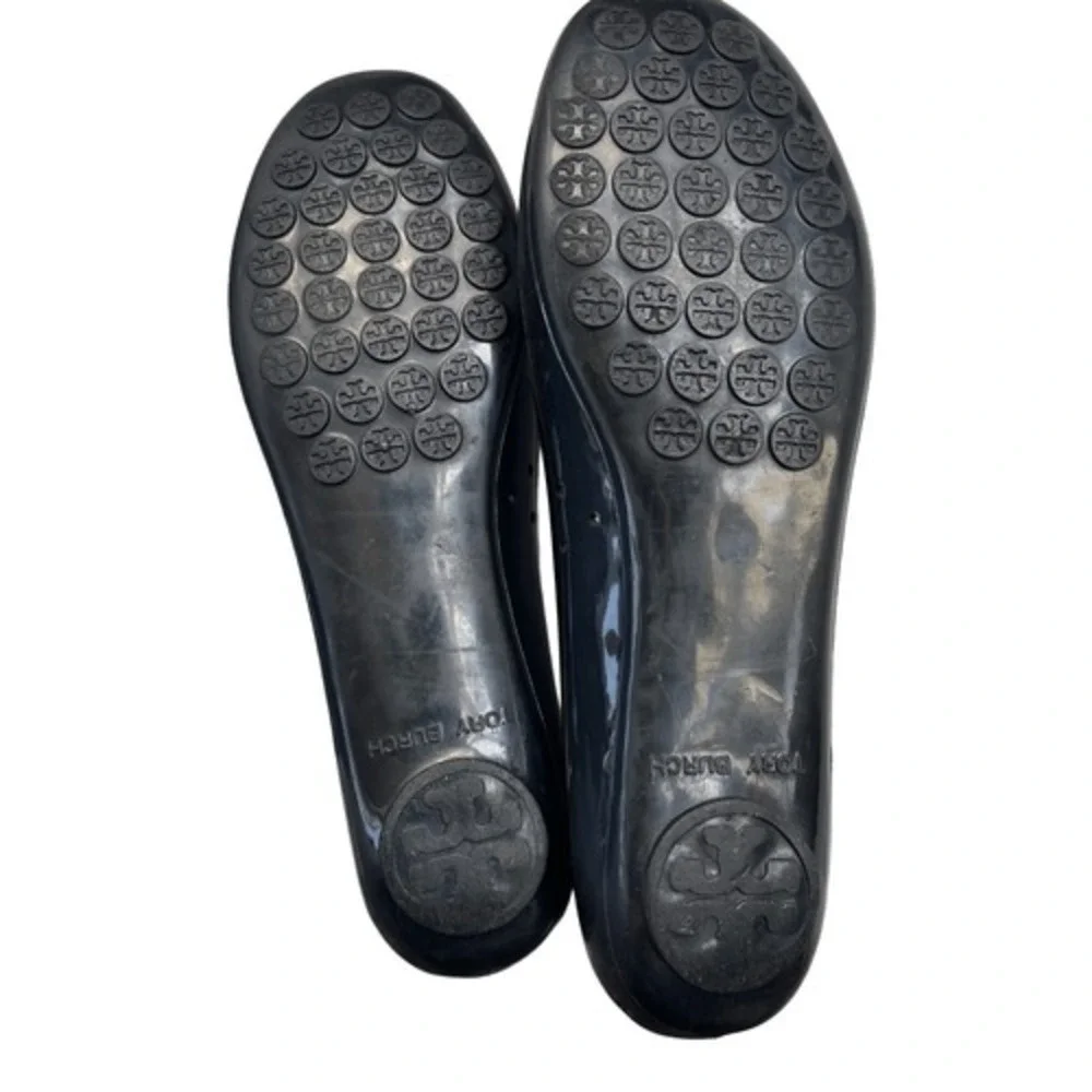 Tory Burch Black Jelly Ballet Flats Embellished Round Toe‎ Women's Shoes